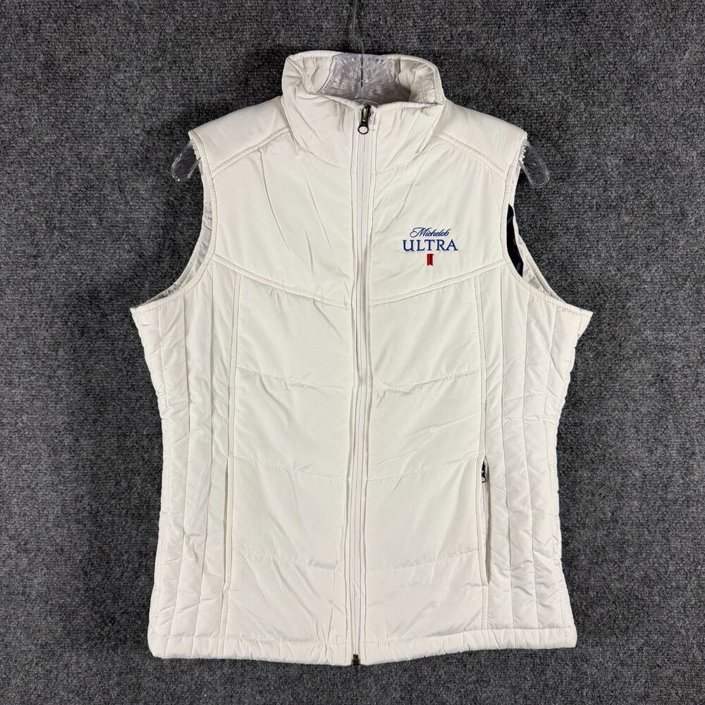 Michelob Ultra Vest Women's M White Port Authority Insulated Beer Logo Full Zip